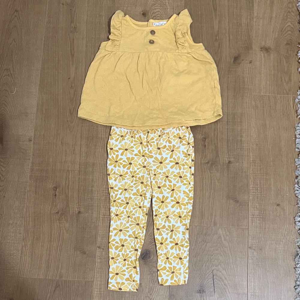 Rene Rofe Yellow Floral Kids Leggings